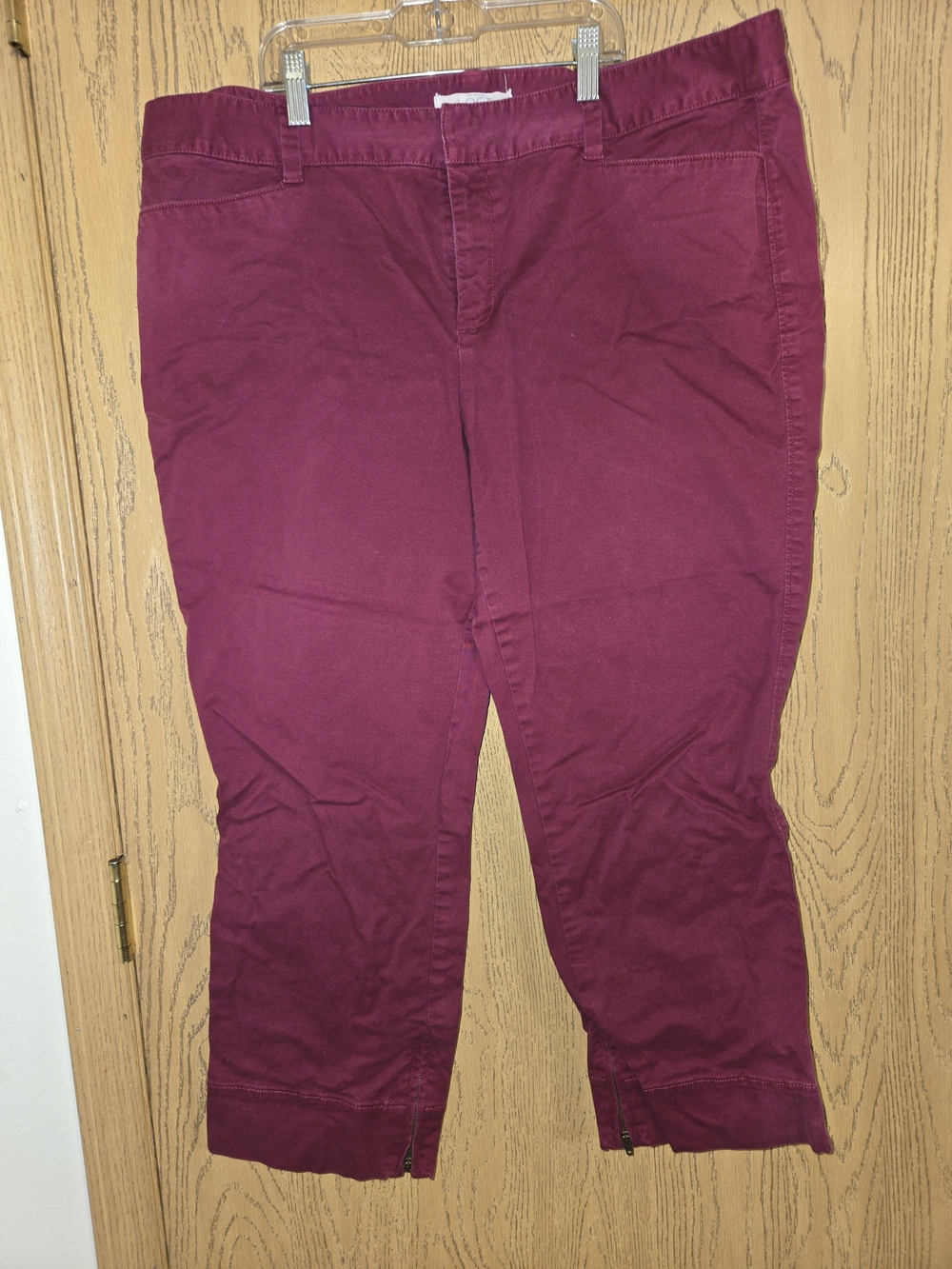 LOFT Burgundy Cropped Ankle Pants